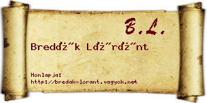 Bredák Lóránt névjegykártya